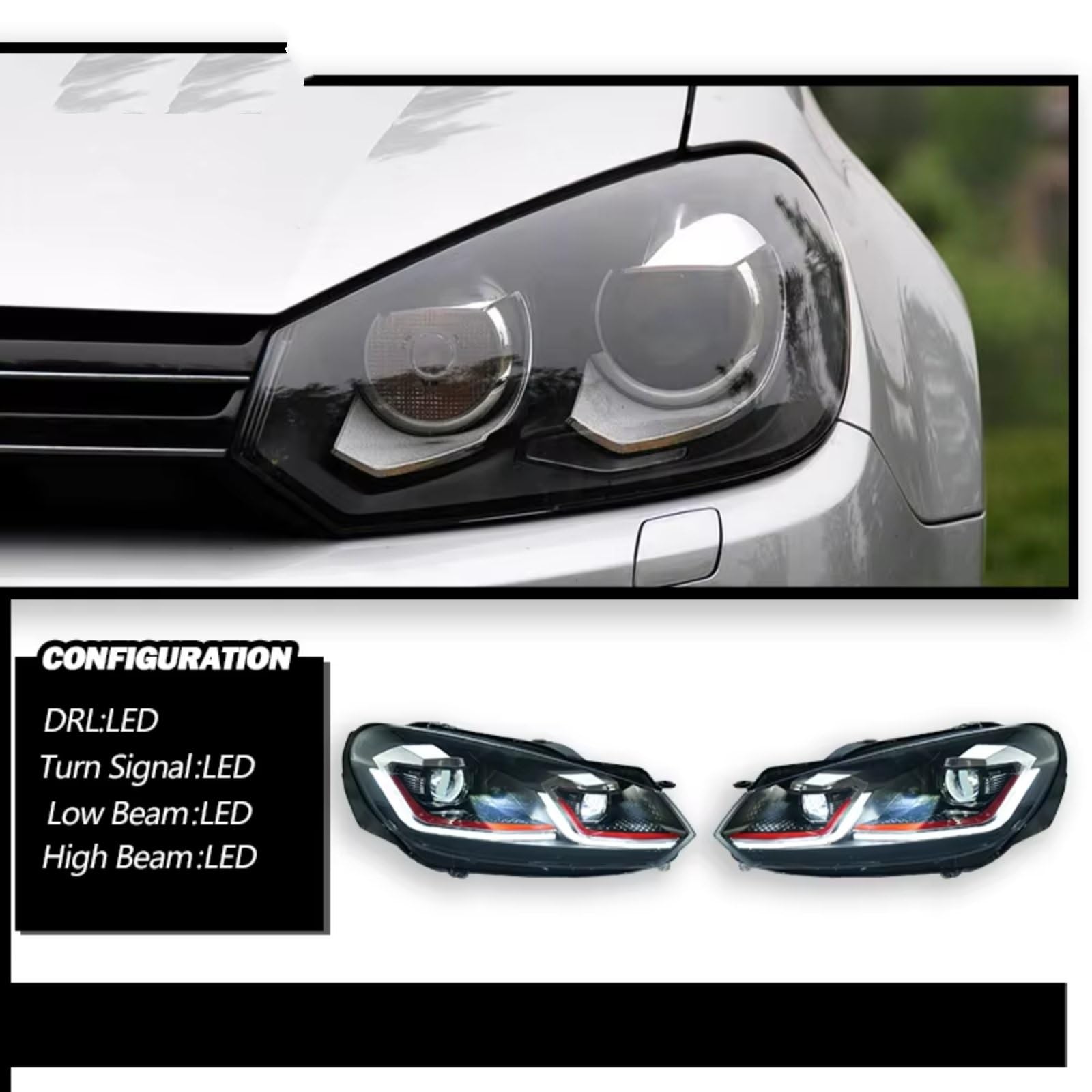 Amazon.co.jp: に適合するゴルフ 6 ヘッドランプ Mk6 2009-2012 LED